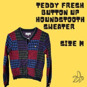 🟡 Teddy Fresh Button Up Houndstooth Sweater | Size M 🟡